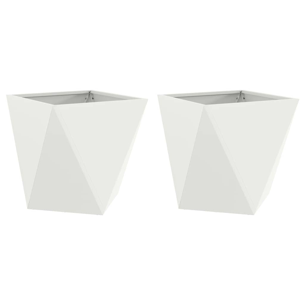 Donica 2 szt. Biały 50 x 50 x 50 cm Stal