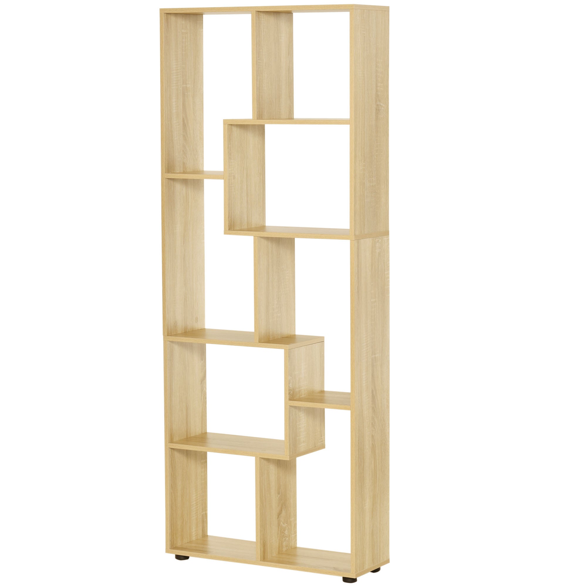 Półka na książki Zigzag, nowoczesny design, 70 dł. x 24 szer. x 178 wys. cm, płyta wiórowa, naturalne drewno