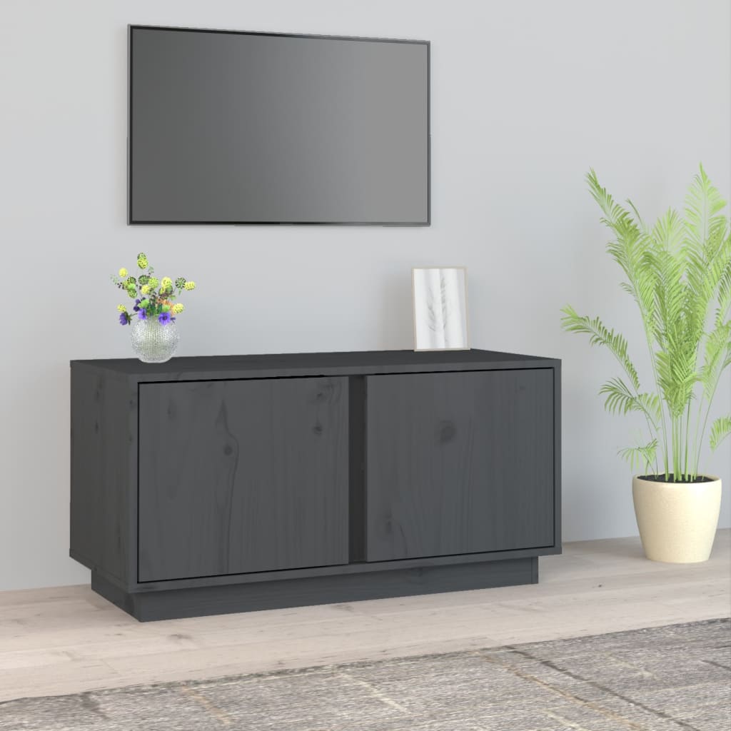 Szafka pod telewizor, szara, 80x35x40,5 cm, lite drewno sosnowe vidaXL