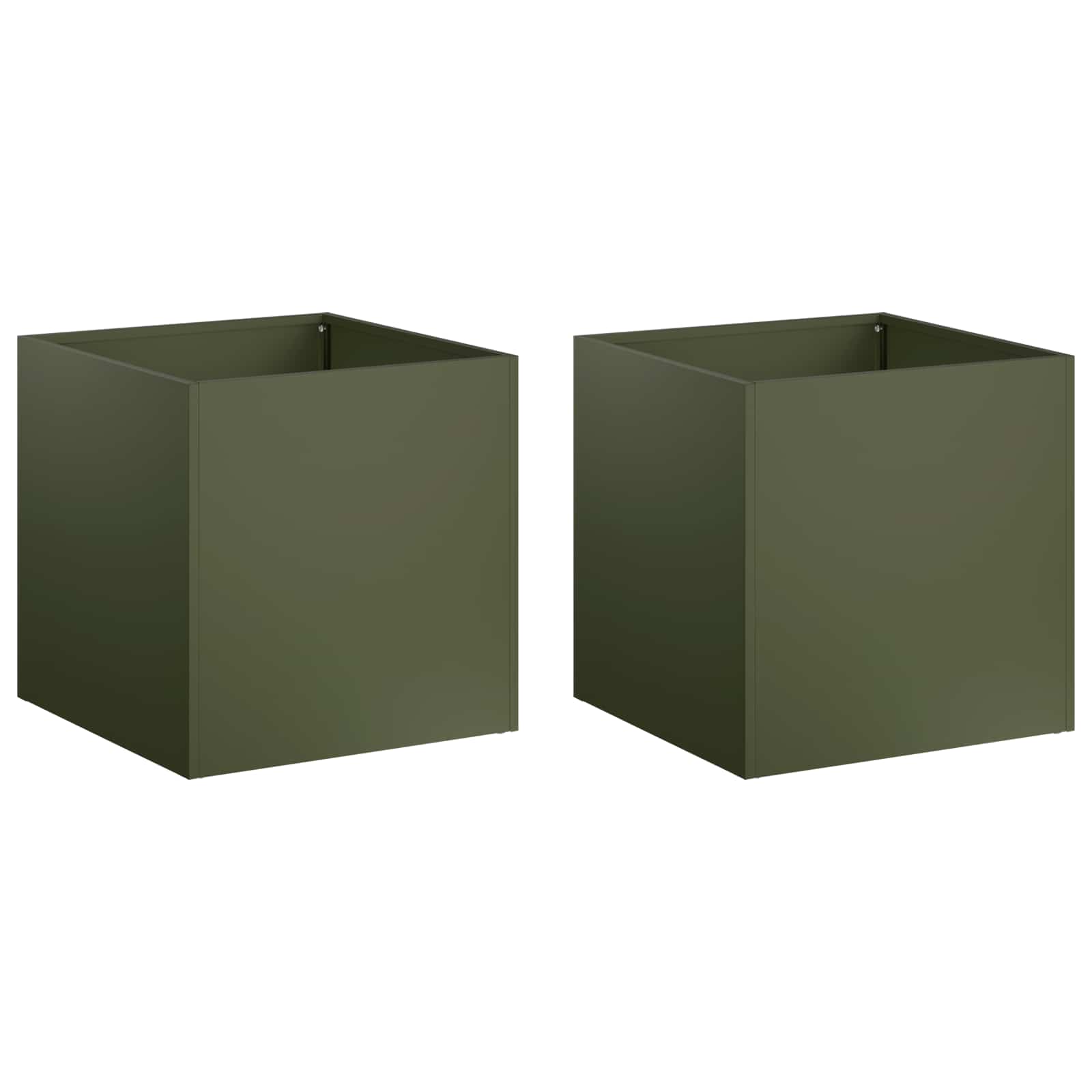 2x Donica Ogrodowa Stalowa 35x35x35 cm Oliwkowa na Taras na Balkon na Zioła