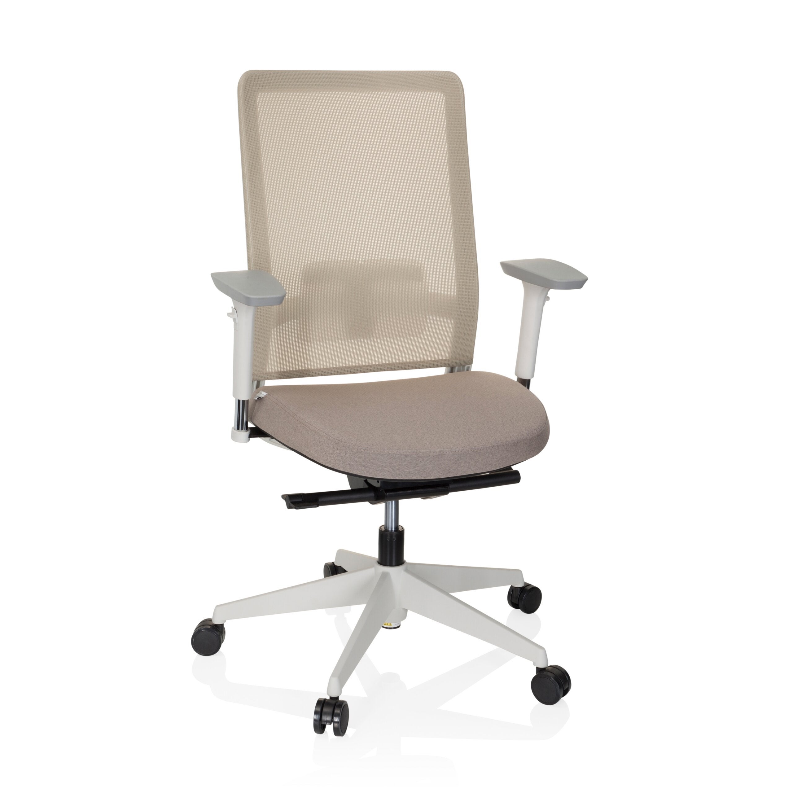 Krzesło biurowe / krzesło obrotowe PURE WHITE siatka / tkanina beż hjh OFFICE