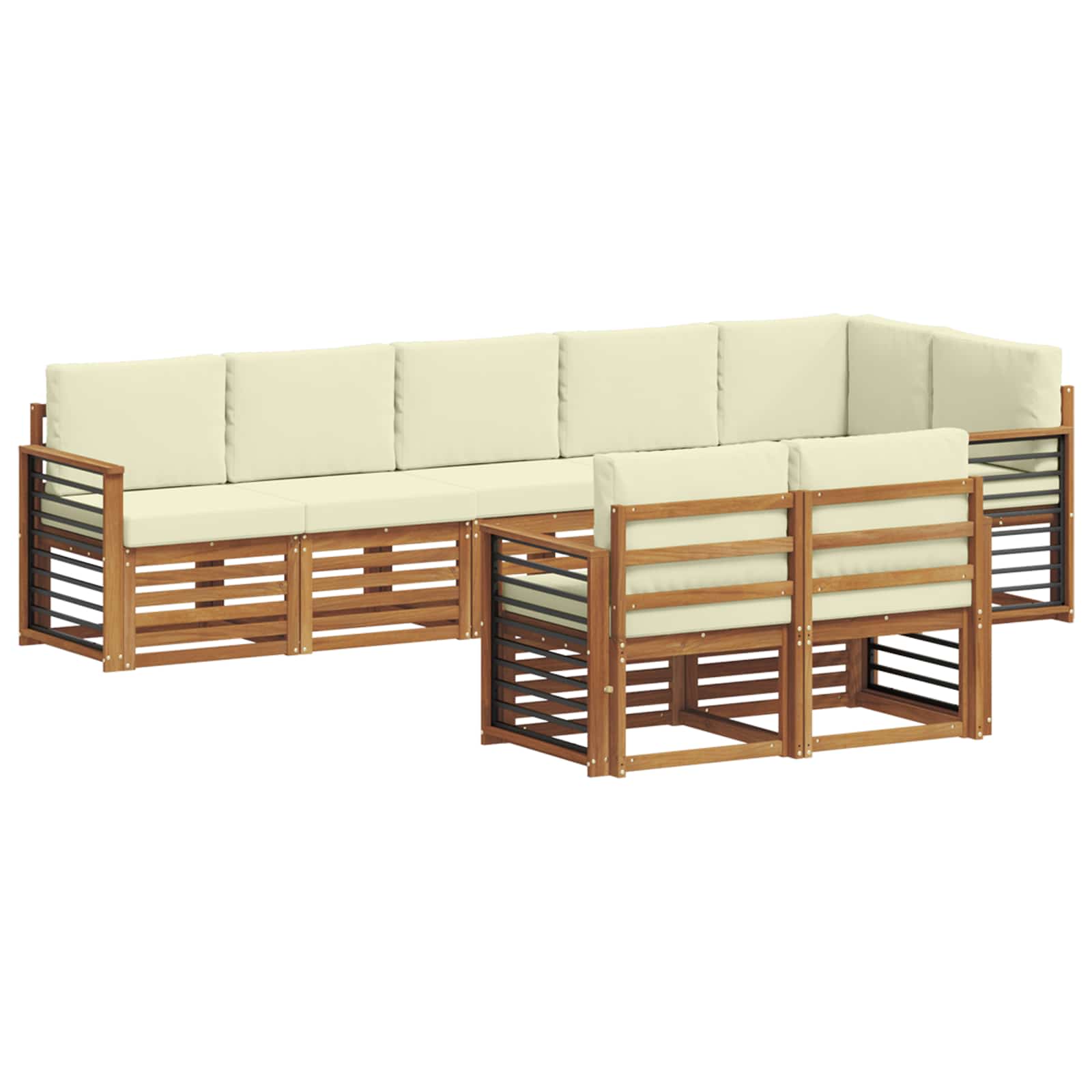 Zestawy sof 8 pcs Naturalny i Kremowy Lite Drewno Akacji