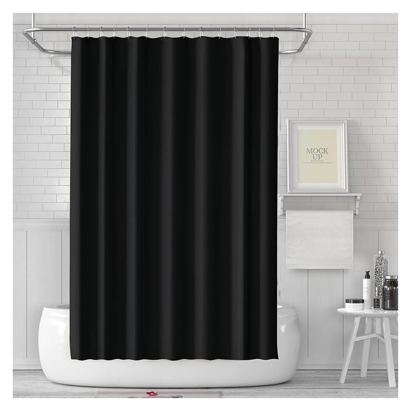 Zasłona prysznicowa anty-pleśniowa 180 x 180 cm – wodoodporna, zmywalna tkanina z 12 pierścieniami, elegancka czerń