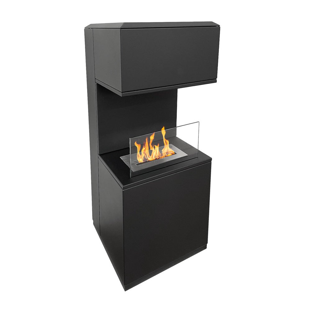 Kominek bioetanolowy Oslo, wolnostojący biokominek ze stali czarnej, dł 38xgł 38xwys 100 cm