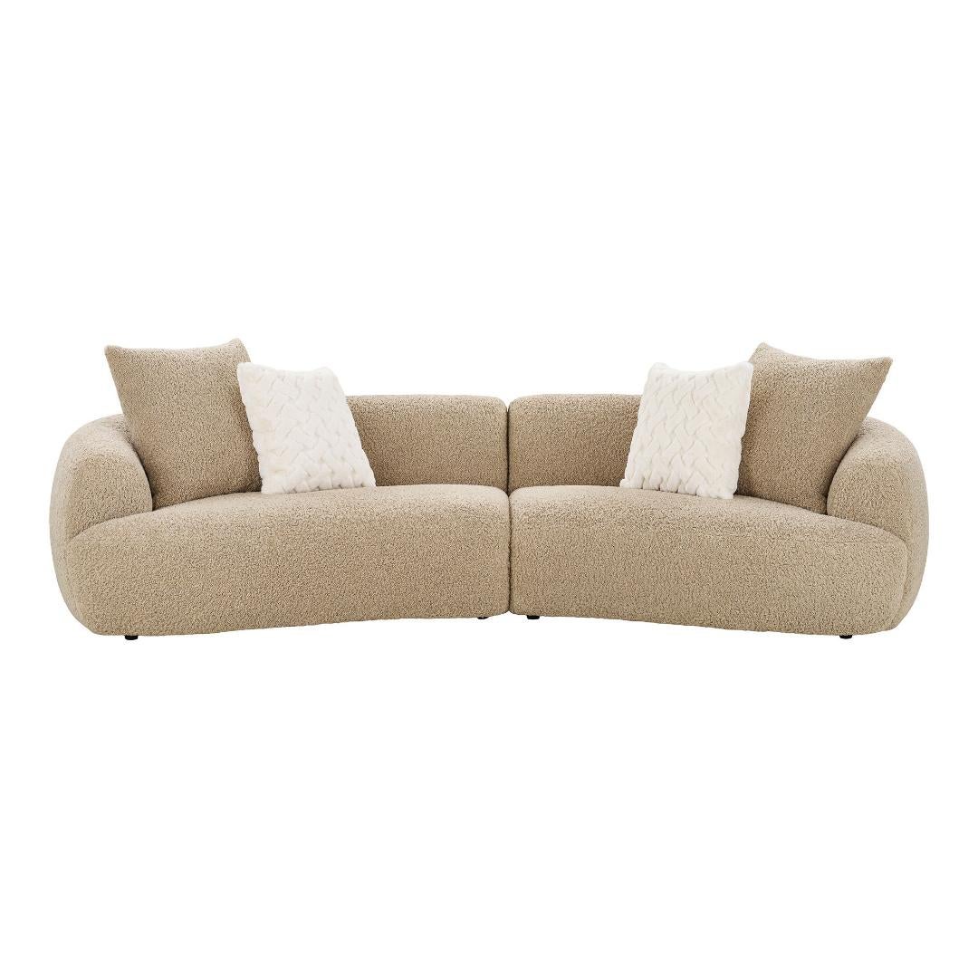 Dorte sofa 3-os. z 4 poduszkami dekoracyjnymi jasnobrązowa.
