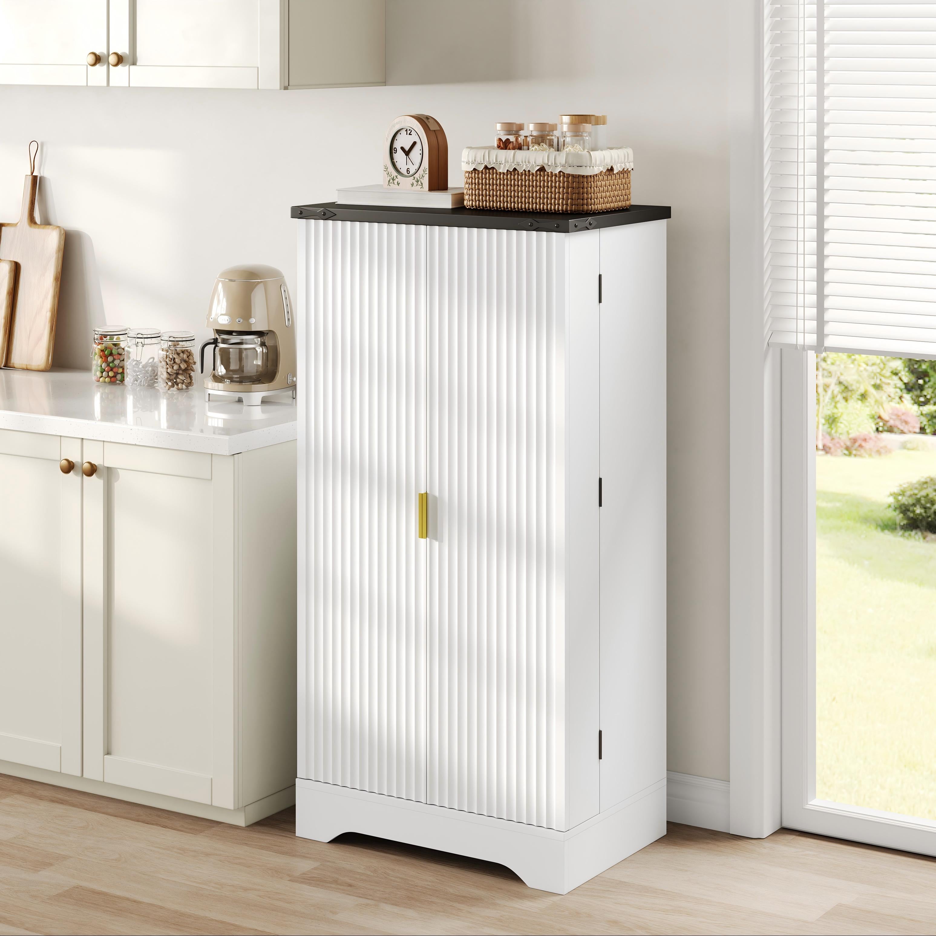 Kredens kuchenny z 2 drzwiami i 5 regulowanymi półkami - 120 x 60,5 x 40 cm - LED - MDF - biały