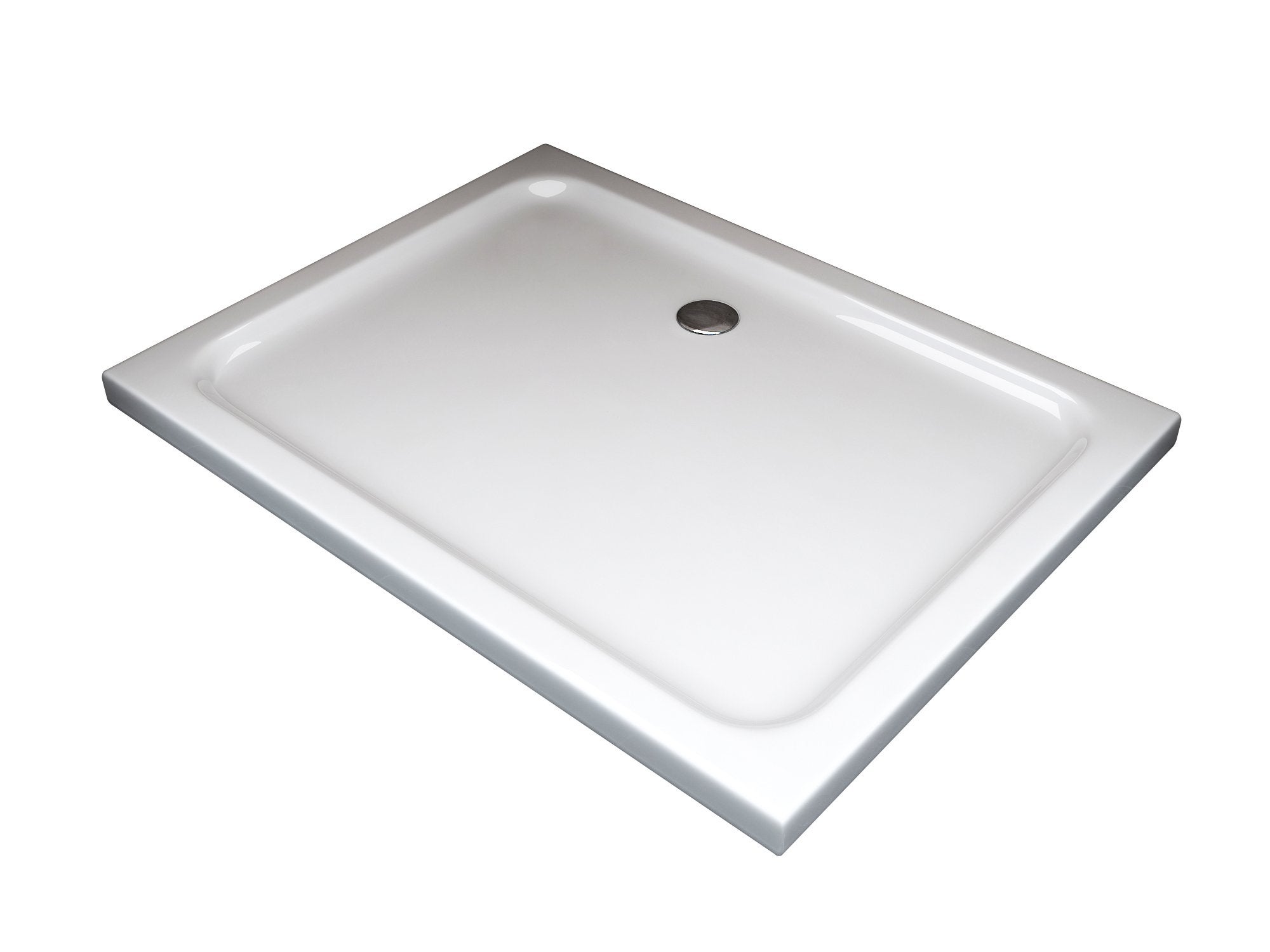 Niski brodzik prostokątny z ABS, wysokość 5 cm, z syfonem w zestawie 70x100