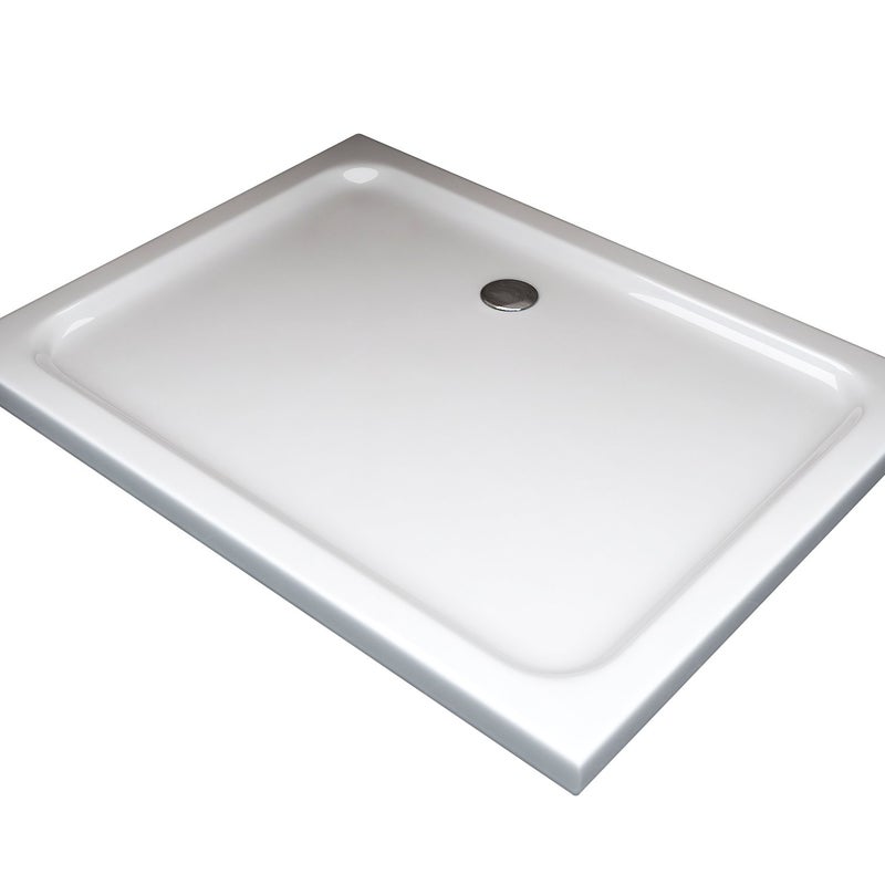 Niski brodzik prostokątny z ABS, wysokość 5 cm, z syfonem w zestawie 70x100