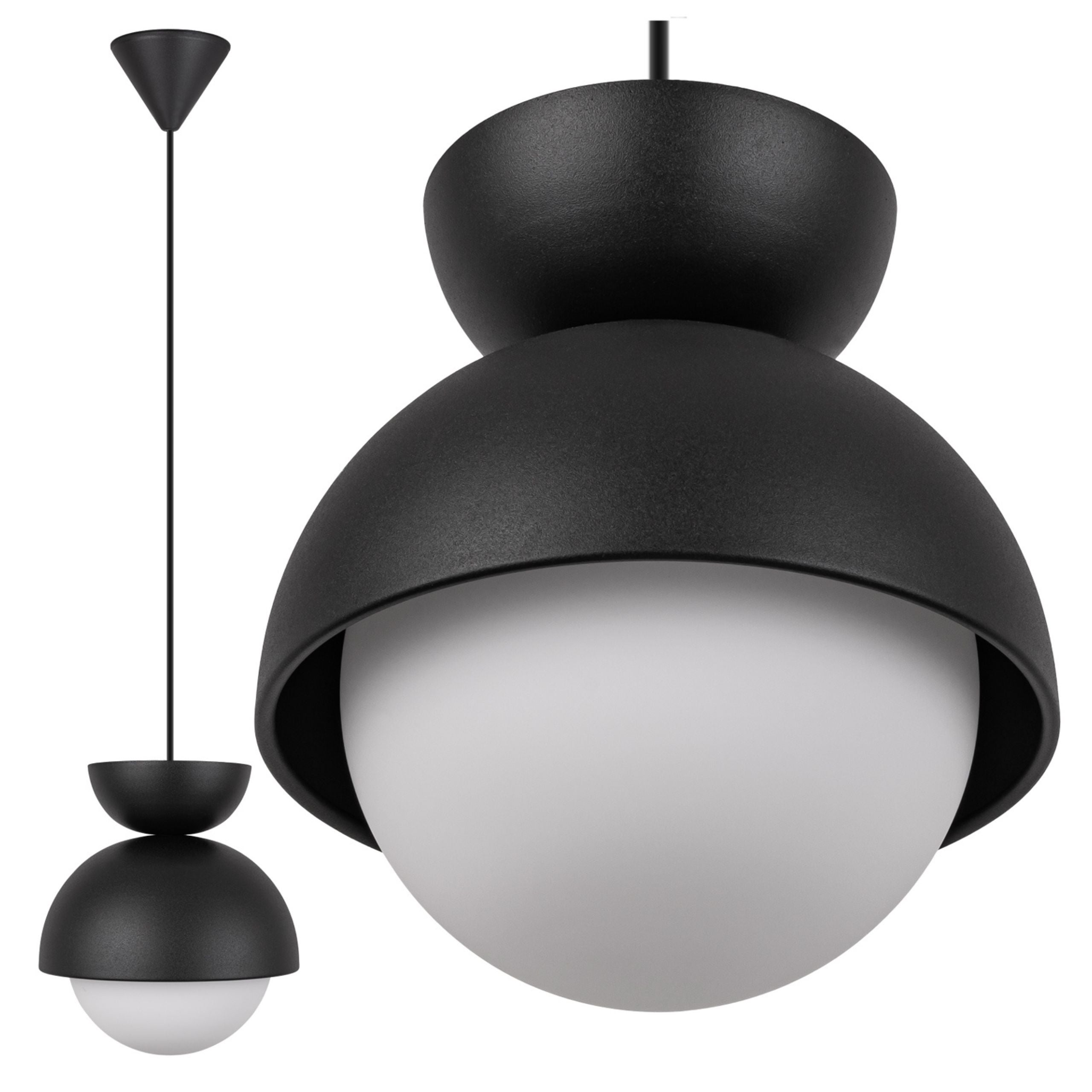 Lampa sufitowa wisząca G9 ozdobna Czarna matowa Oprawa z regulowanym przewodem Aluminium Dekoracyjna KASZMIR - LEDHOFF