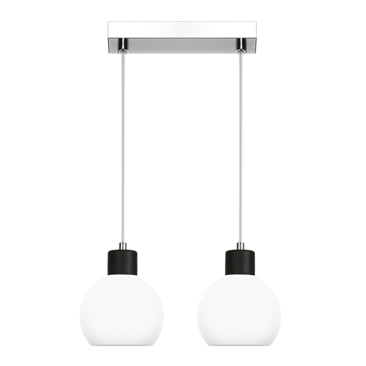Lampa wisząca chrom czarna 2 punktowa MOKA do jadalni E27 białe kule Edylit