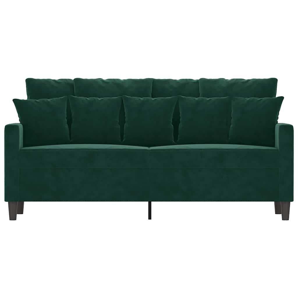 Sofa 2-osobowa, ciemnozielona, 140 cm, tapicerowana aksamitem