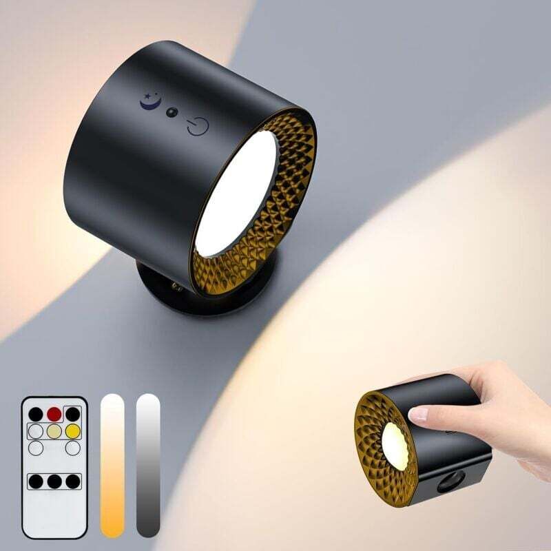 Dwustronna lampa ścienna LED, sterowanie dotykowe, 3 ustawienia temperatury, ładowanie przez USB, odpowiednia do salonu (1 sztuka, kolor czarny).