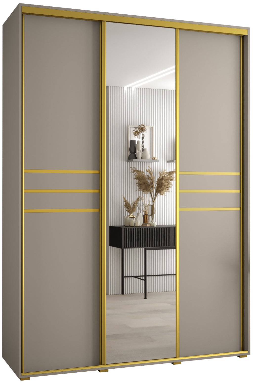 Szafa przesuwna z lustrem wysoka Dakota 11 170 x 60 x 235,2 cm kaszmir + u. Złoty - Abiks Meble
