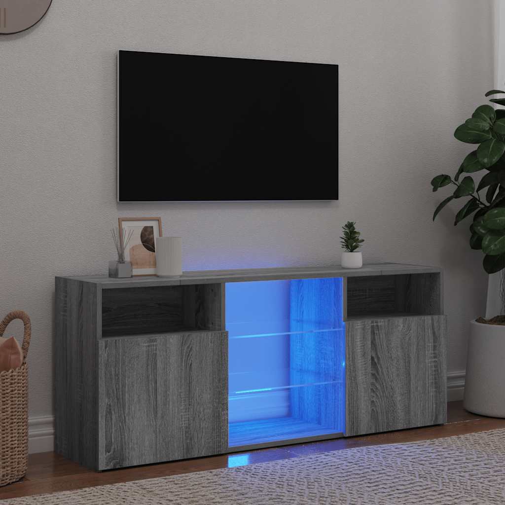 Szafka TV z oświetleniem LED, szary dąb sonoma, 120x30x50 cm vidaXL