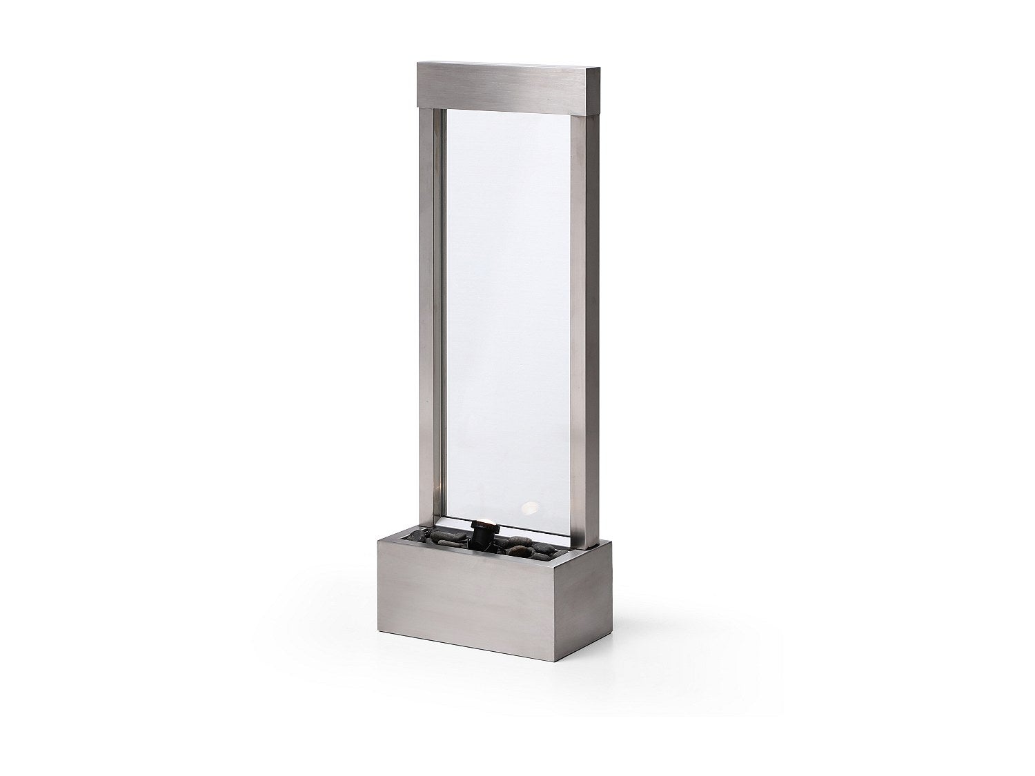 Fontanna zewnętrzna ze stali nierdzewnej i szkła z oświetleniem LED - wys. 108 cm - Srebrny - PANGA