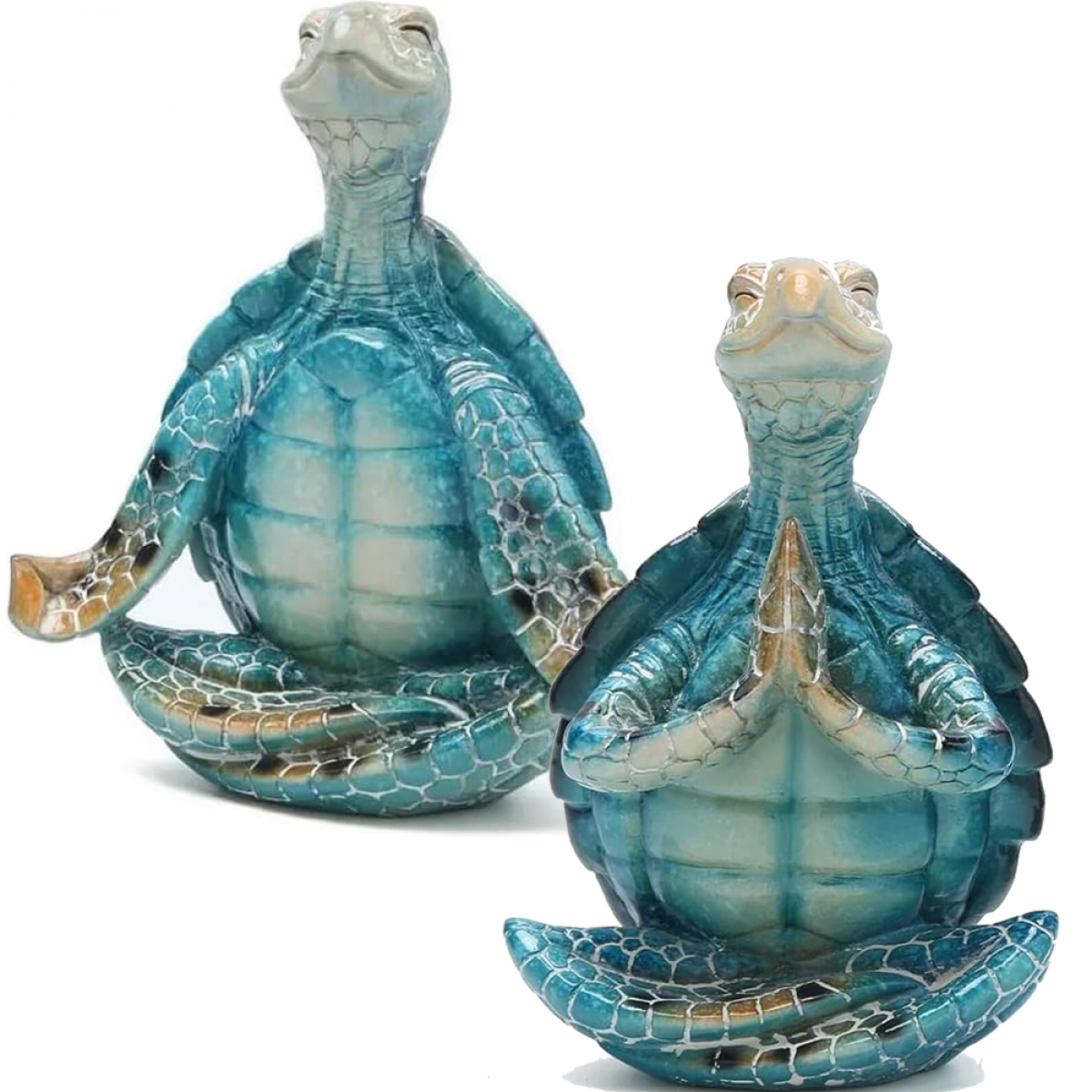2 sztuki Statuetka Żółwia Morskiego do Medytacji, Dekoracja Jogi, Statuetka Ogrodowa, Statuetka Żółwia do Medytacji, 10*8*6cm