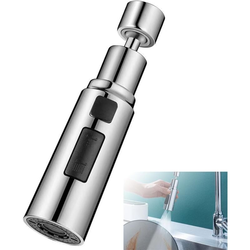 Słuchawka prysznicowa do kranu kuchennego, 3 tryby, obrotowy aerator 360°, spieniacz/wymienna głowica kranu G1/2, filtr dyszy, 1 sztuka uniwersalna