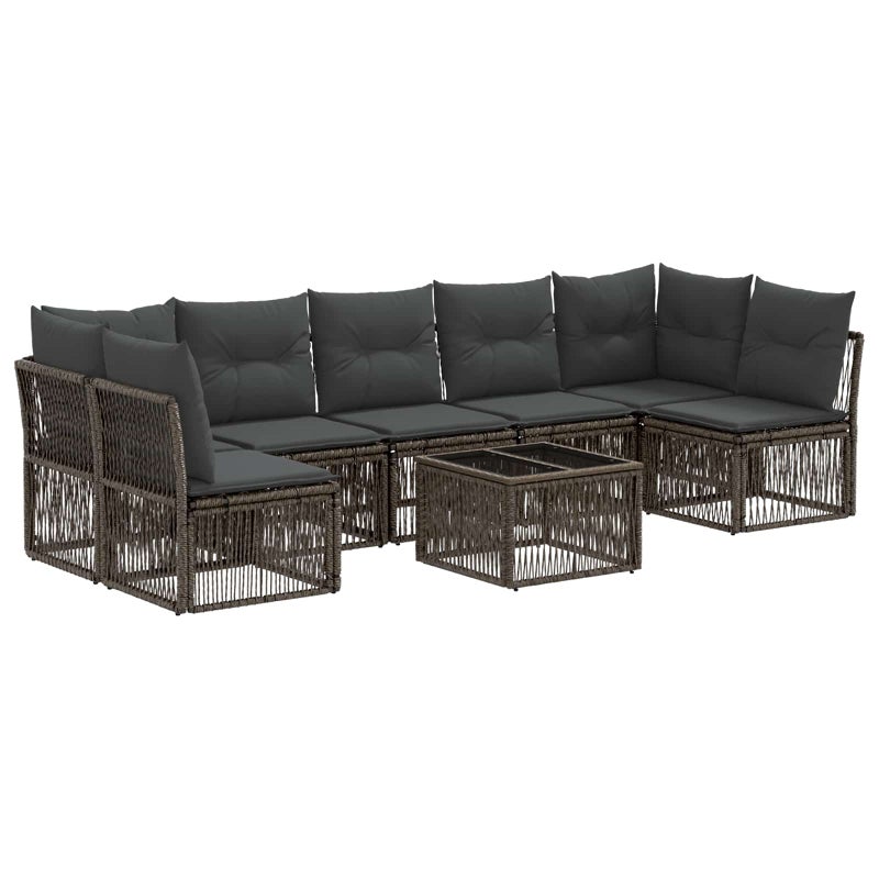 Zestaw Sof na Ogród 8 pcs Szary polirattan vidaXL