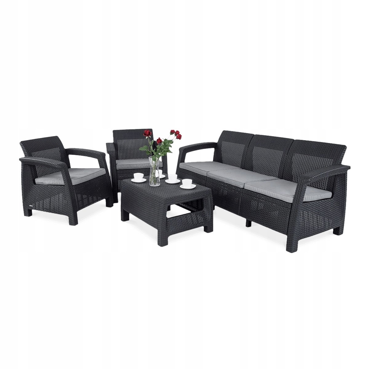 Zestaw Mebli Ogrodowych Keter Corfu Set 3 Graphite 2x Fotel + Sofa Czarny 1 szt