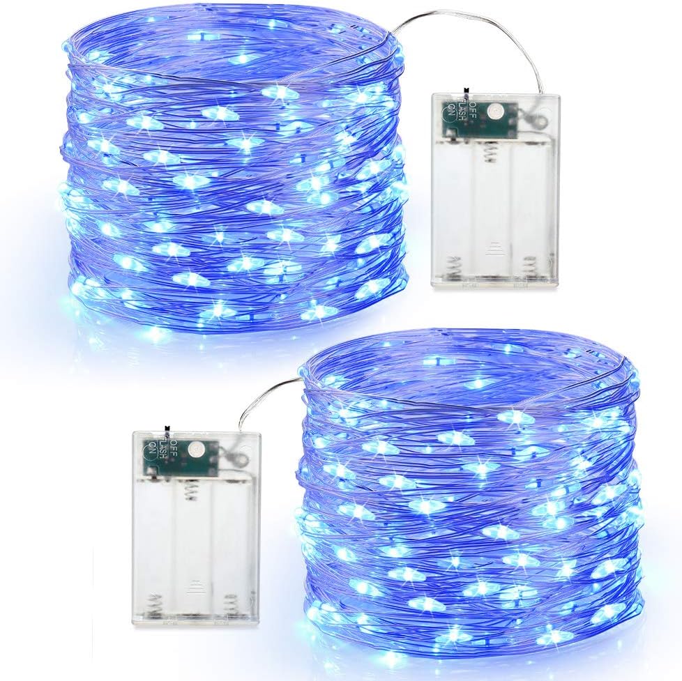 x LED Lampki Sznurkowe na Baterie Mini LED Girlanda Wewnętrzna i Zewnętrzna Dekoracja Światło do Sypialni Boże Narodzenie Ślub Impreza Niebieski