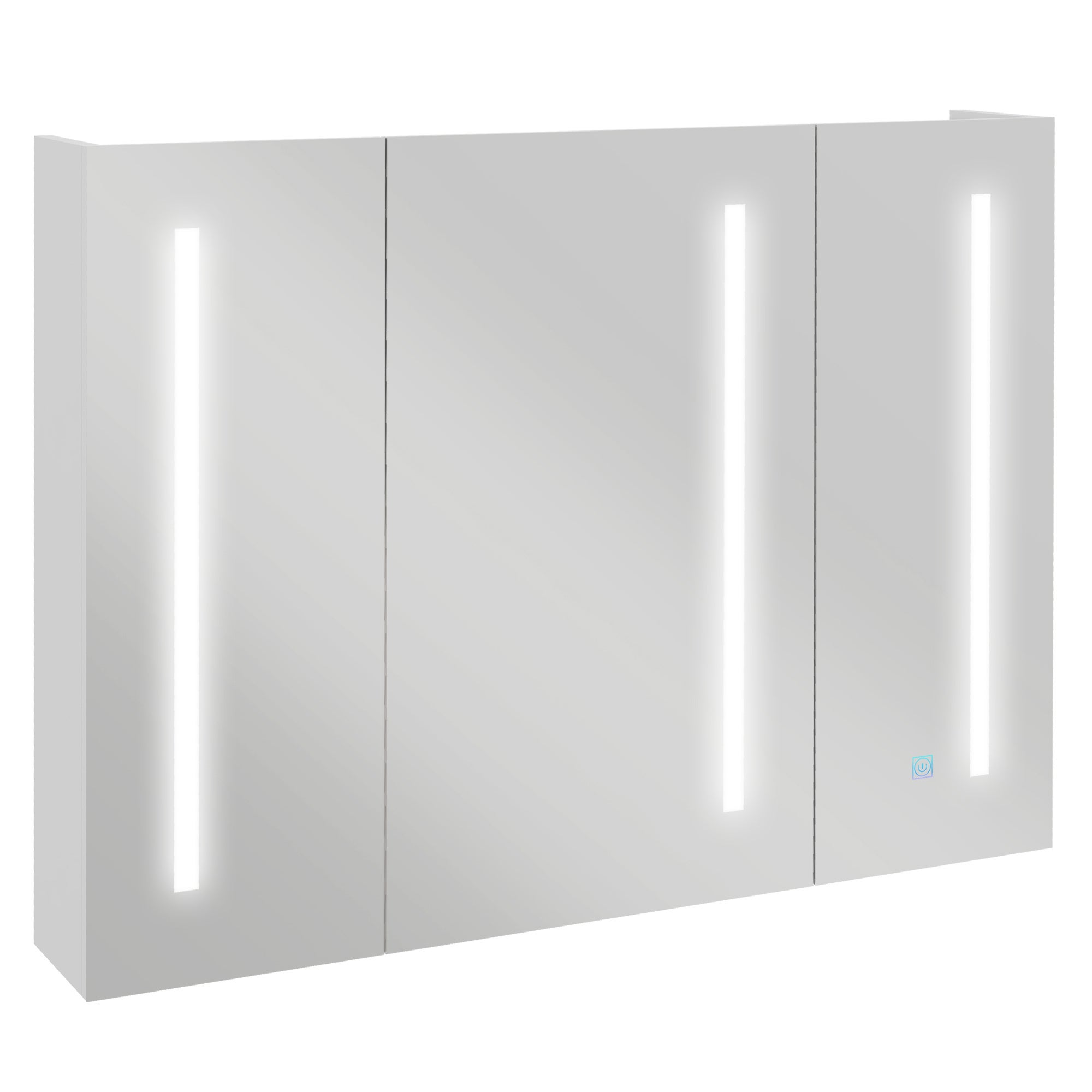 Szafka łazienkowa z lustrem i oświetleniem, regał z portem USB i regulowaną półką, 90 x 15 x 70 cm, kolor biały