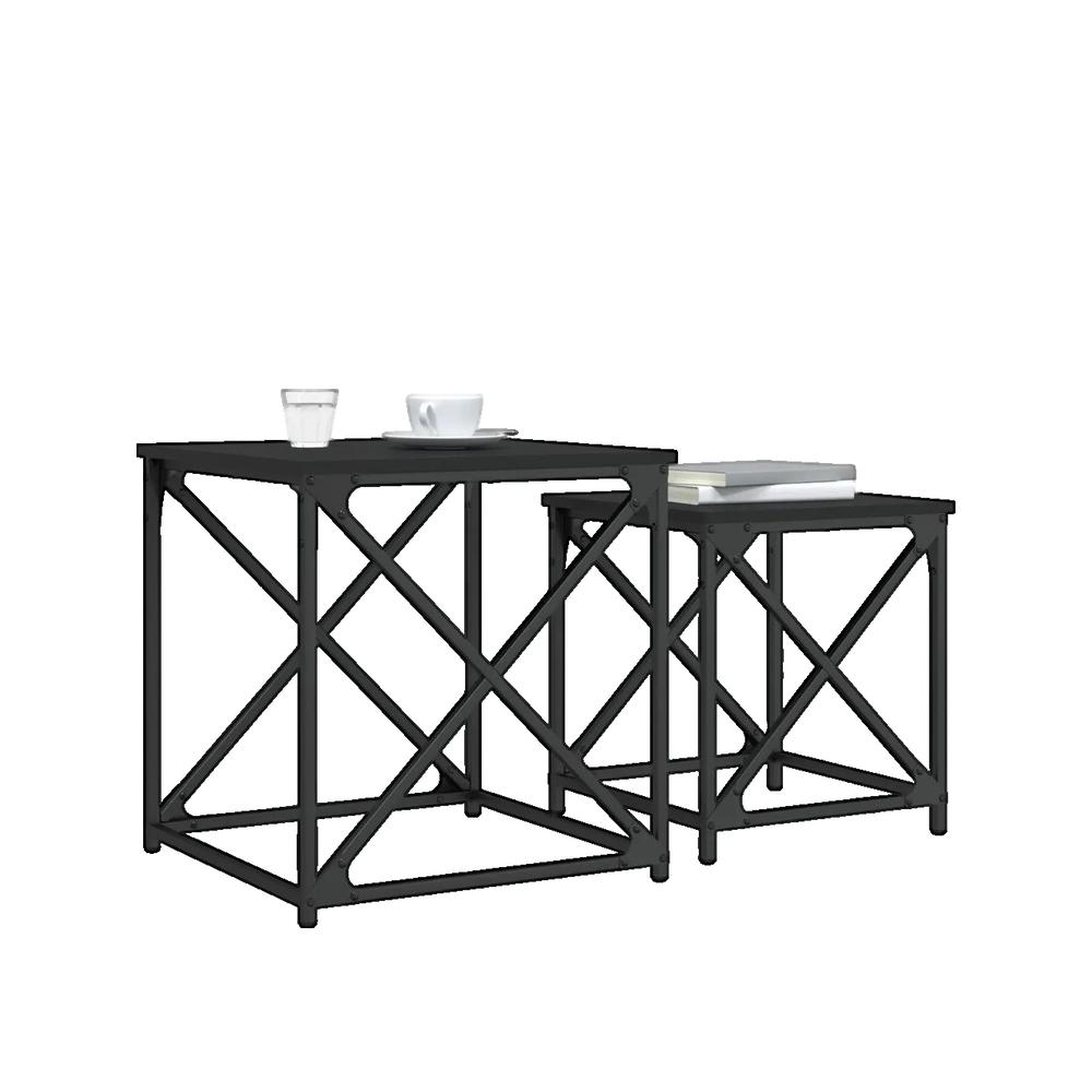 Stoliki kawowe gigogne Vidaxl 2 sztuki Czarny Industrialny design