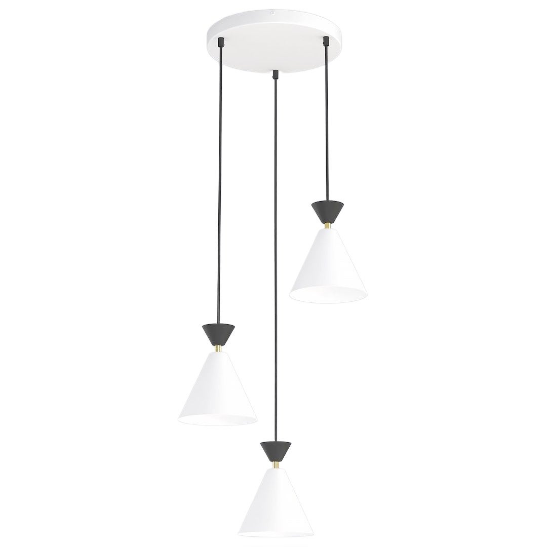 Lampa wisząca dekoracyjna biało-czarna stożkowe klosze 3xE14 10W KLEVER Emibig
