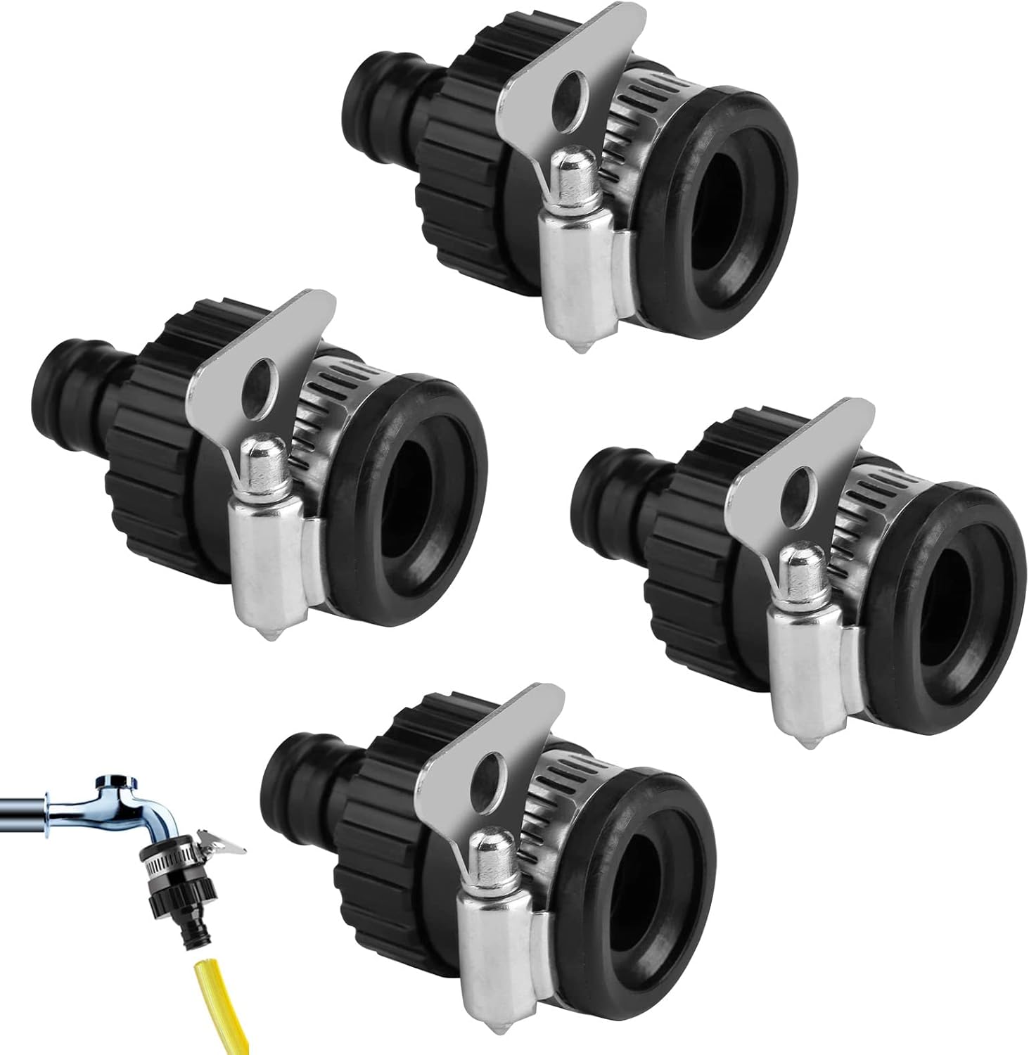 Zestaw 4 Uniwersalnych Adapterów Kranowych do Węża Ogrodowego, 14-24 mm, Kuchnia, Łazienka, Ogród
