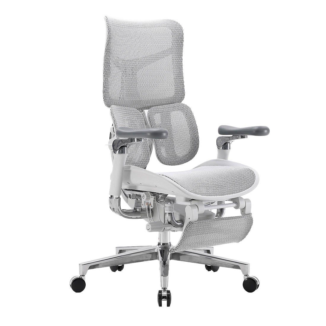 Fotel ergonomiczny 6D Spacetronik Springo SPC-SPRINGO-66G Szary z podnóżkiem