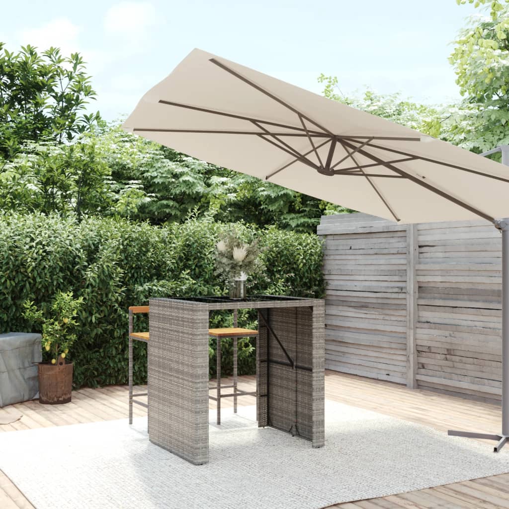 Stolik barowy ze szklanym blatem, szary, 105x80x110 cm vidaXL