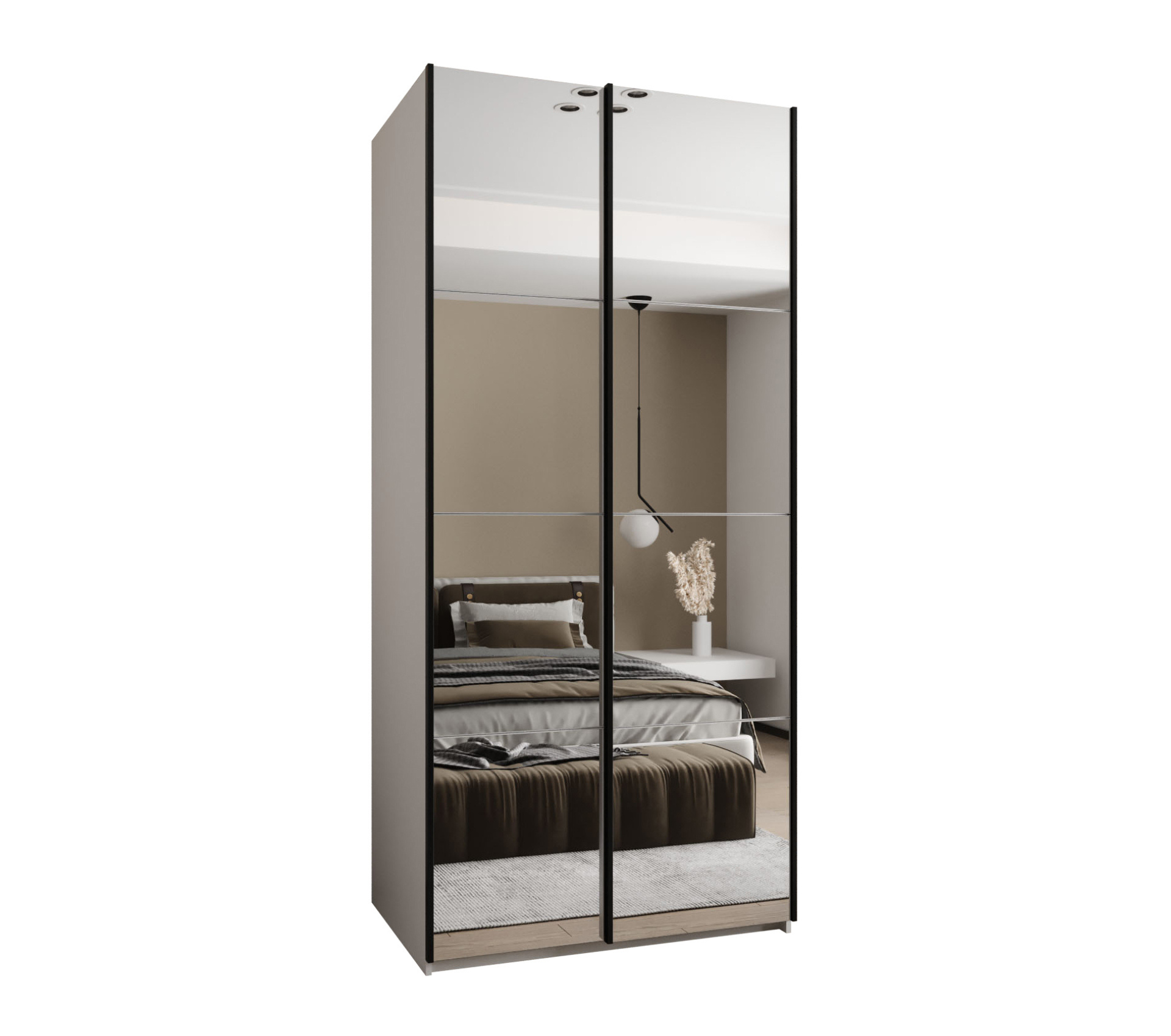 Szafa przesuwna wysoka Lux 2 100 x 64 x 245,5 cm biały + biały + u. czarny - Abiks Meble
