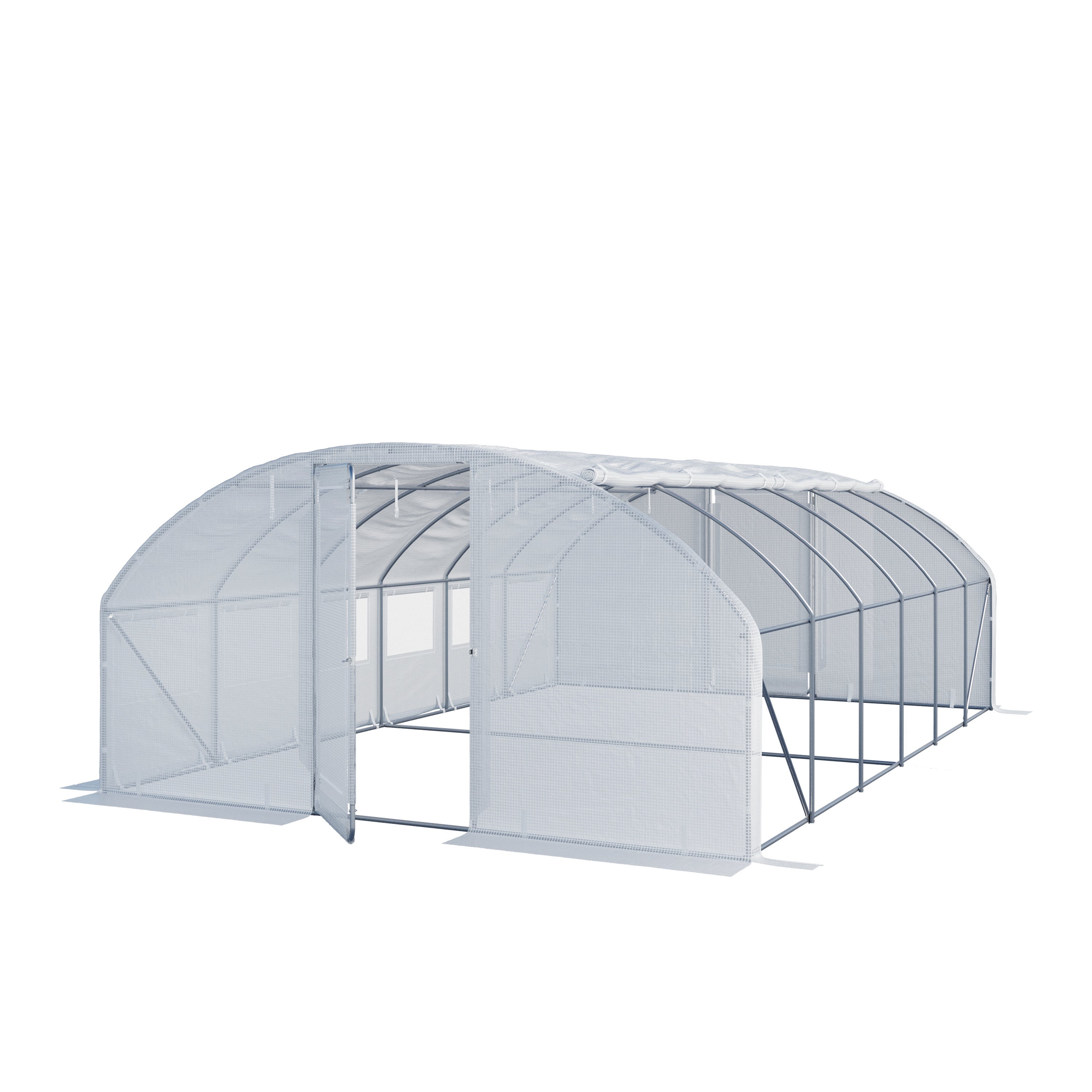 TOOLPORT Szklarnia tunelowa foliowa 4x6m Premium z obrotową konstrukcją drzwi plandeka PE 180 g/m² biała przezroczysta
