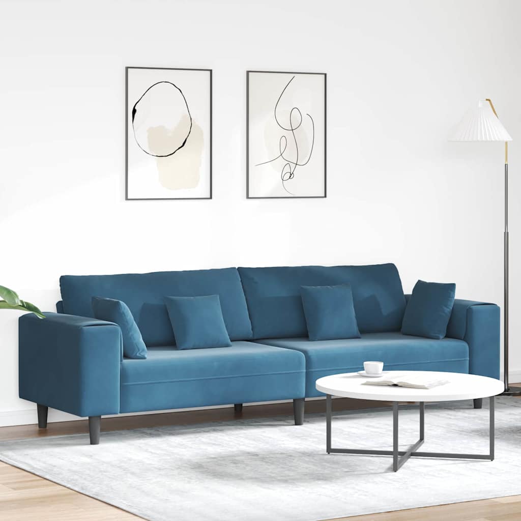 Sofa Niebieski 250 x 77 x 76 cm Aksamit vidaXL
