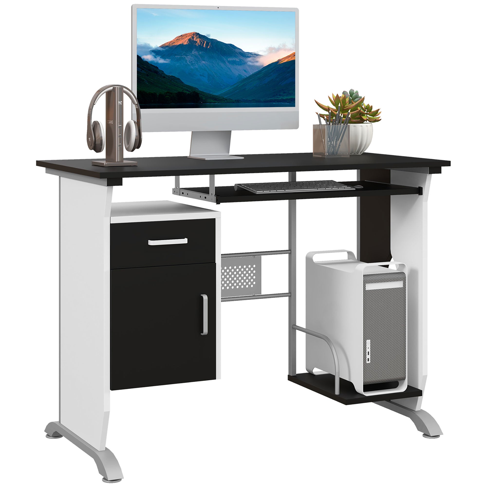 Biurko komputerowe PC, biurko do biura, 100 x 52 x 75 cm, meble biurowe drewniane