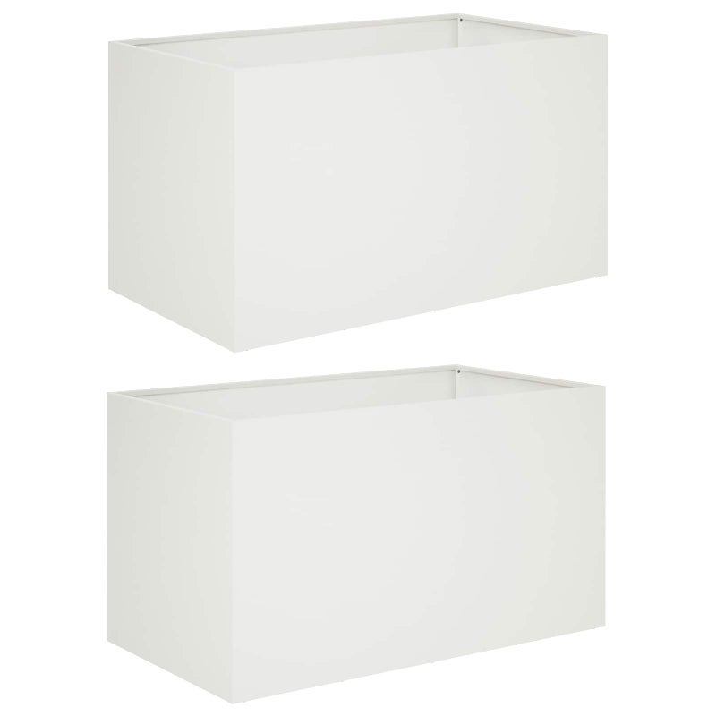 2x Donica Ogrodowa Stalowa 80x50x50 cm Biała na Taras na Balkon na Kwiaty