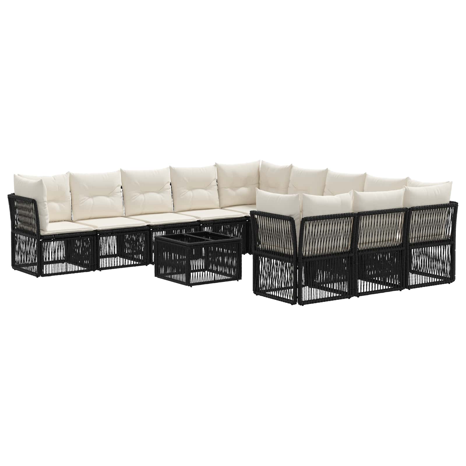 Zestaw Sof na Ogród 12 pcs Czarny polirattan vidaXL