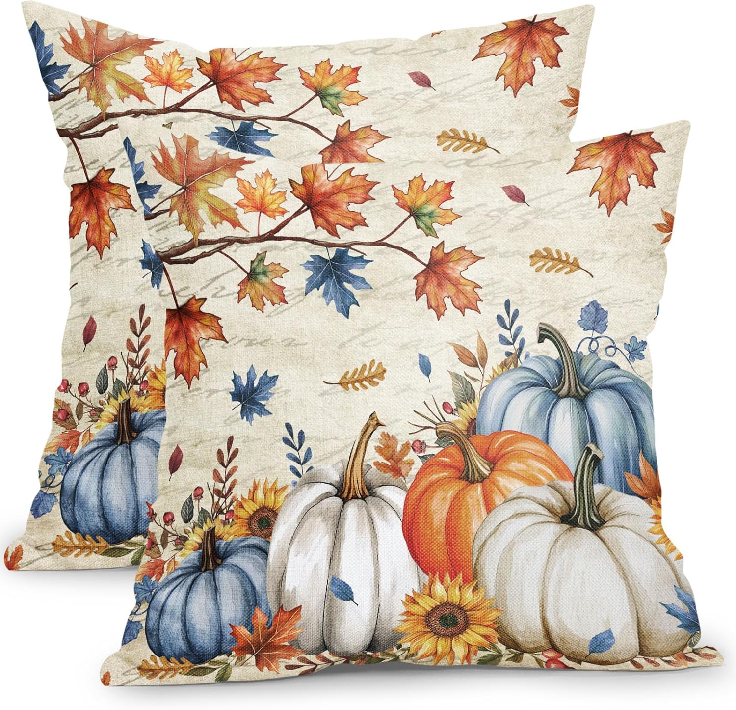 Poszewka na poduszkę w stylu retro z pomarańczowym liściem dyni i klonu 55*55cm 2PCS