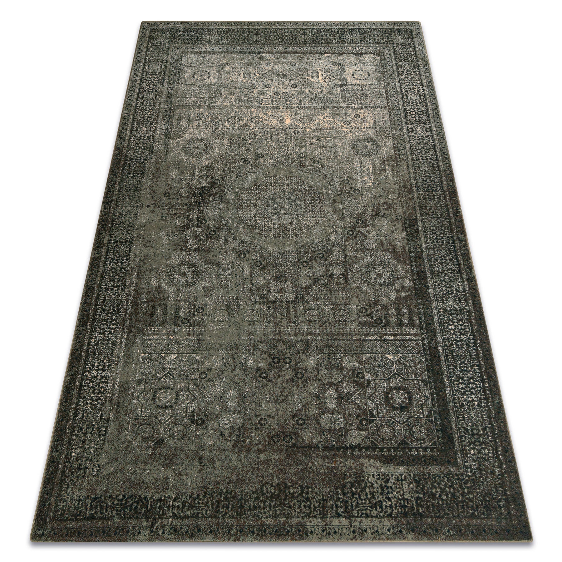 Dywan wełniany OMEGA MAMLUK Rozeta vintage iron zielony 170x235 cm