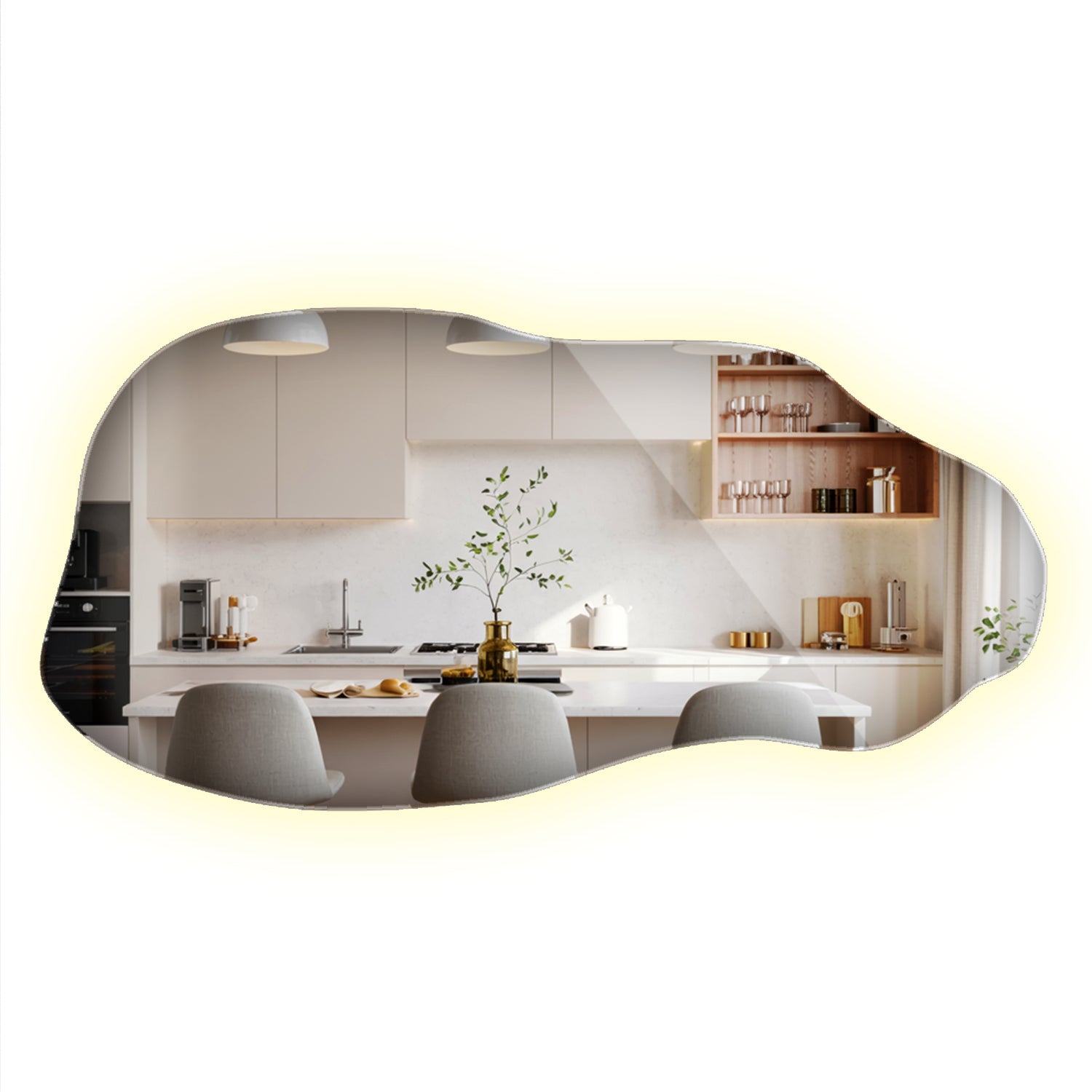 Lustro dekoracyjne LED nieregularne 50x100 cm światło neutralne, świetne do minimalistycznych i nowoczesnych wnętrz, ArtPrintCave