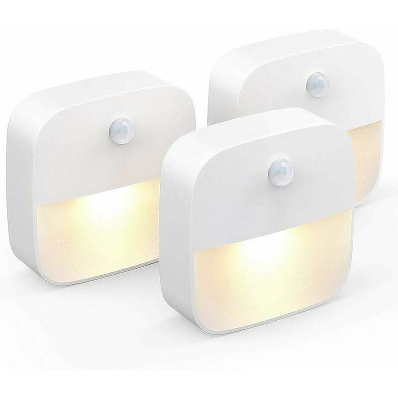 Lampka nocna LED, montowana na ścianie, z czujnikiem ruchu, samoprzylepna lampa ścienna do łazienki, sypialni, korytarza, ciepła biel
