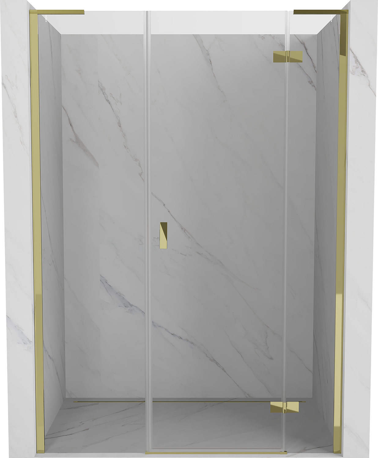 Mexen Mist-H L drzwi prysznicowe uchylne prawe 130 cm, transparent, złote - 8A5L-130-001-50-00-P