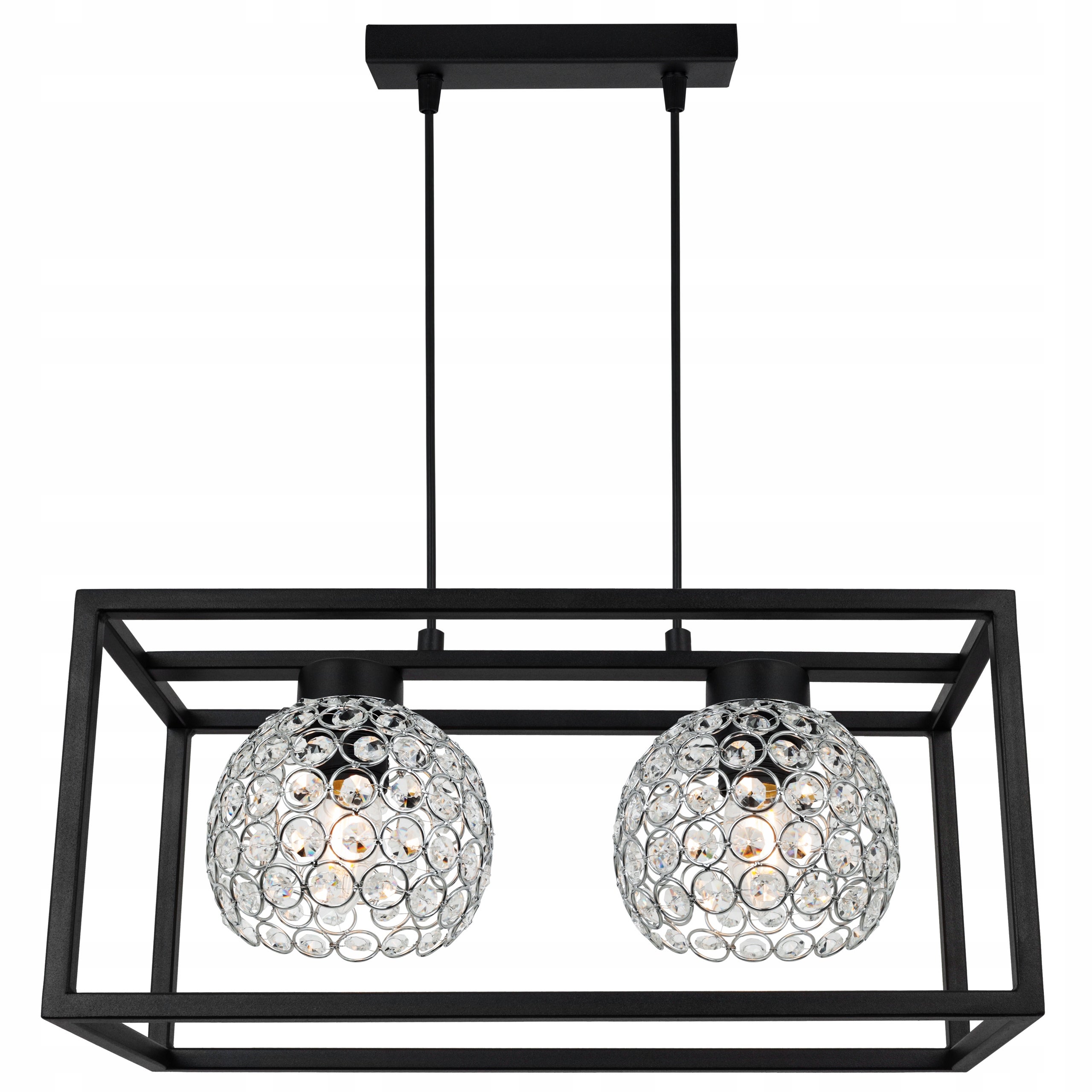 Lampa sufitowa wisząca Light Home LH Crystal Cage 2x E27 60W kryształki czarny/srebrny