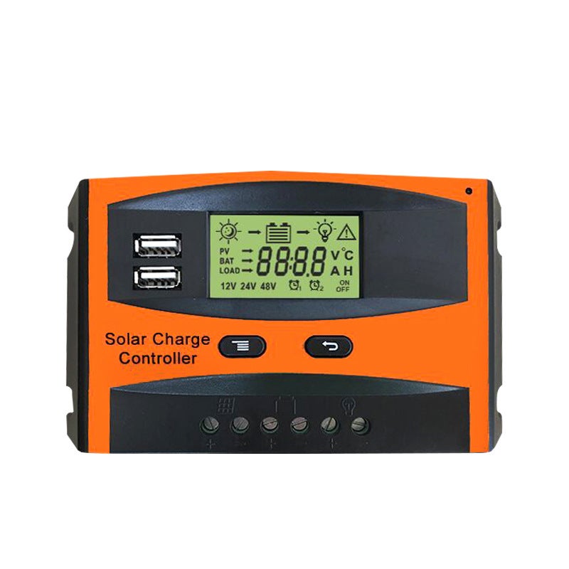 Inteligentny kontroler ładowania do paneli słonecznych 30 A 12 V/24 V z ekranem LCD i portem USB, ochrona przed przeciążeniem