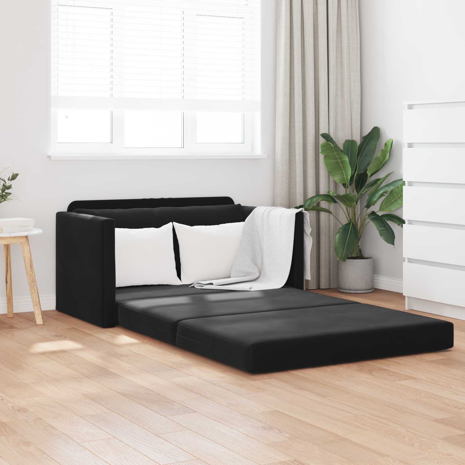 Sofa Bed Czarny 124 x 71 x 78 cm Aksamit vidaXL