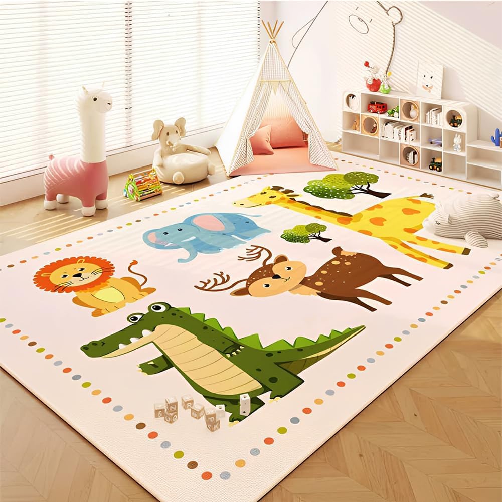 Dywan z nadrukiem zwierzęcym 80x120 cm, dywan poliestrowy ze zwierzętami safari, dekoracyjny dywan antypoślizgowy do salonu/sypialni