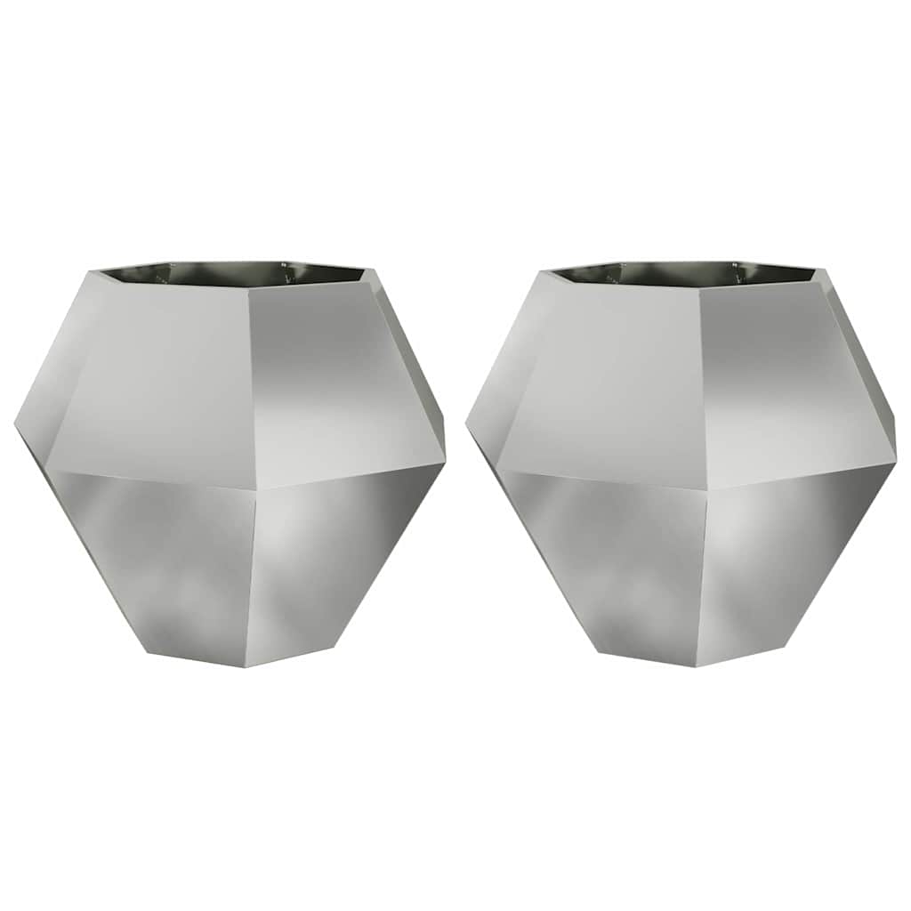 Donica 2 szt. Srebrny 100 x 100 x 80 cm Stal Galwanizowana