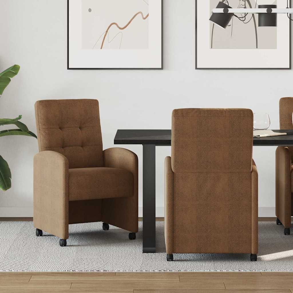 Krzesełka jadalne na kółkach 2 pcs Brązowy 58 x 67 x 97 cm vidaXL