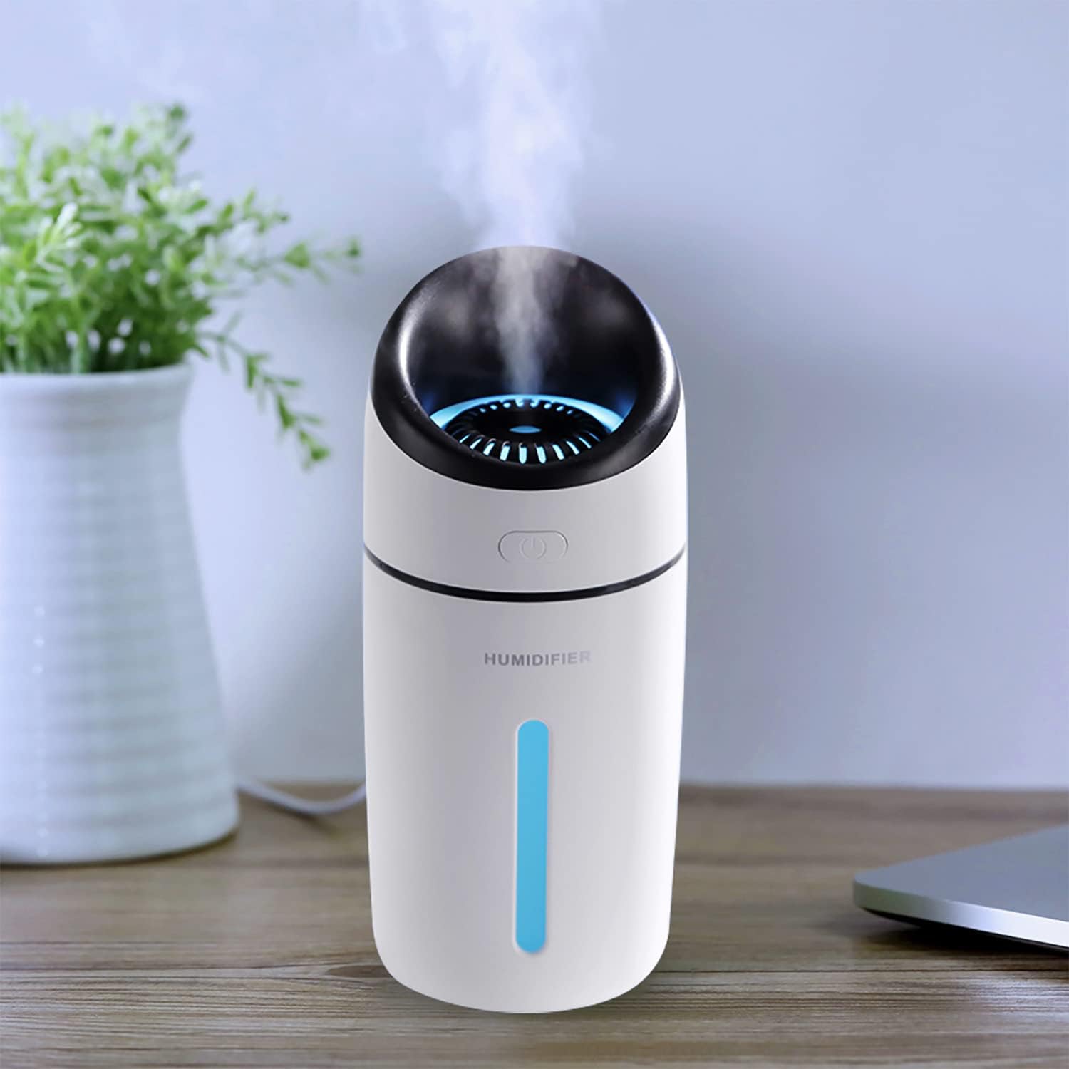 Ultradźwiękowy nawilżacz powietrza USB o pojemności 320 ml, miniaturowy nawilżacz z 2 regulowanymi trybami mgiełki, automatycznym wyłączaniem i kolor