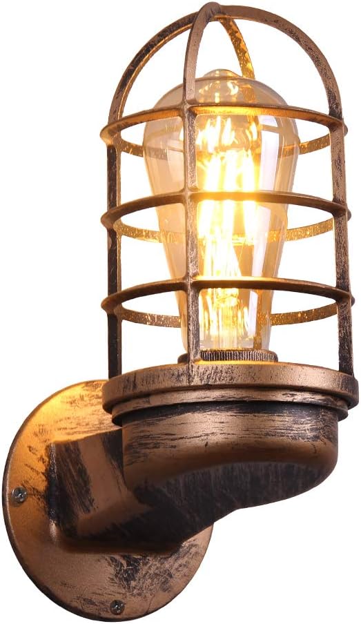Kinkiet w stylu retro industrialnym – metalowa klatka, lampa w stylu vintage, do wnętrz domowych, (żarówka nie jest dołączona)