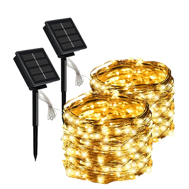 2 szt. 20m 200LED solarne girlandy 8 trybów zewnętrzne drzewka choinkowe impreza ogród światła wodoodporne - ciepłe białe światło